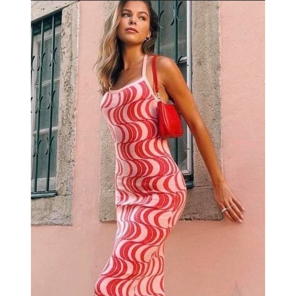 VRG GRL Sunset Cocktails Knit Midi Dress - 8